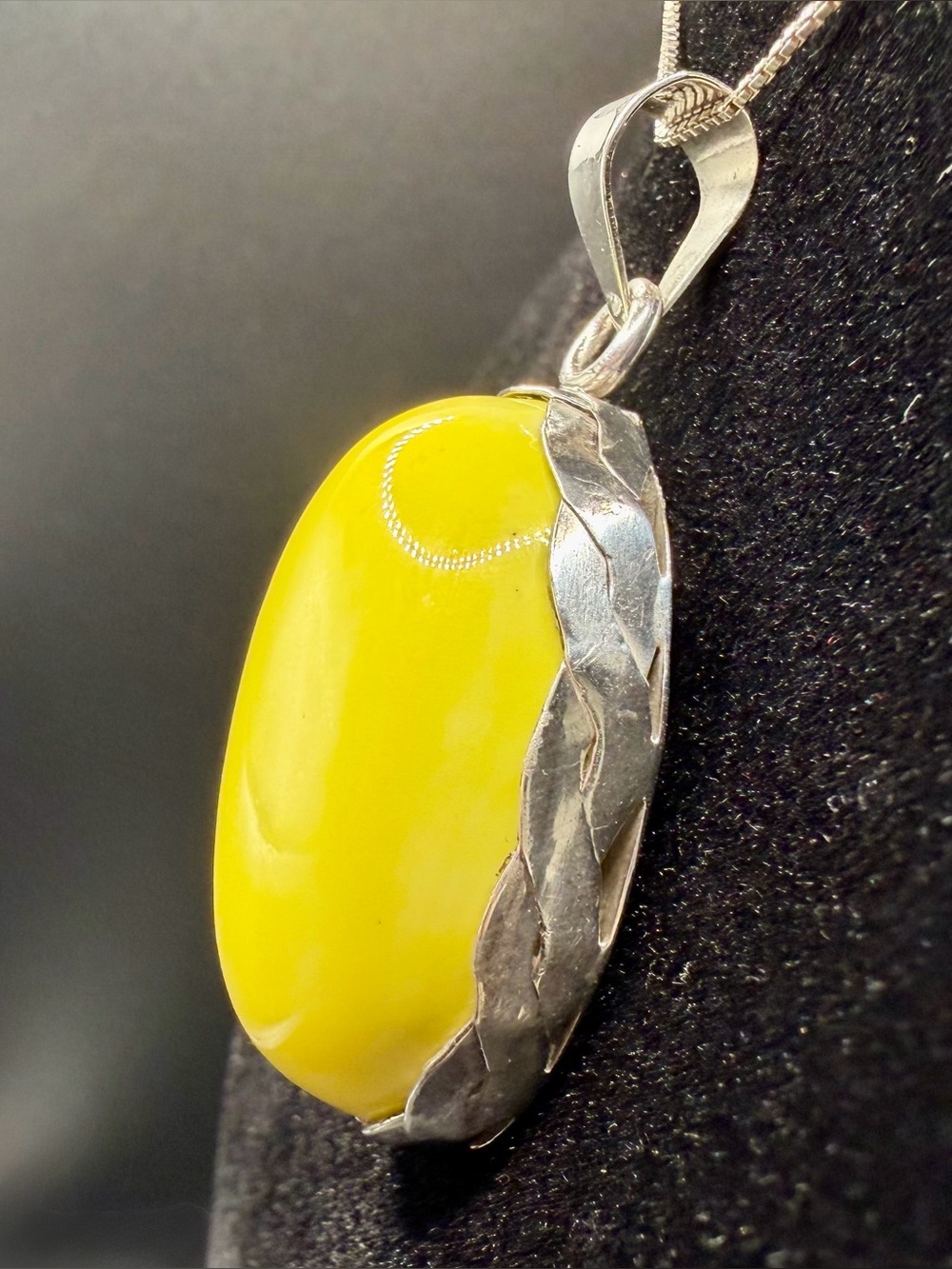 VTG Taxco Sterling Silver Art Glass Pendant Necklace 27g Mexico Large